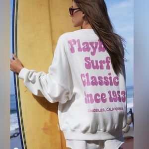 PLAYBOY x PACSUN Coconut Girl Crewneck Sweatshirt Surf Classic White Pink